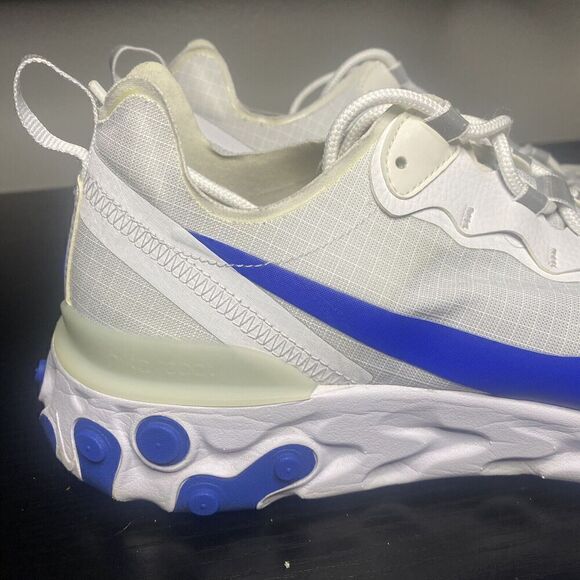 Nike React Element 55 Running Shoes White/ Royal Blue Sneakers SZ 11 BQ6167-100 - Picture 2 of 11